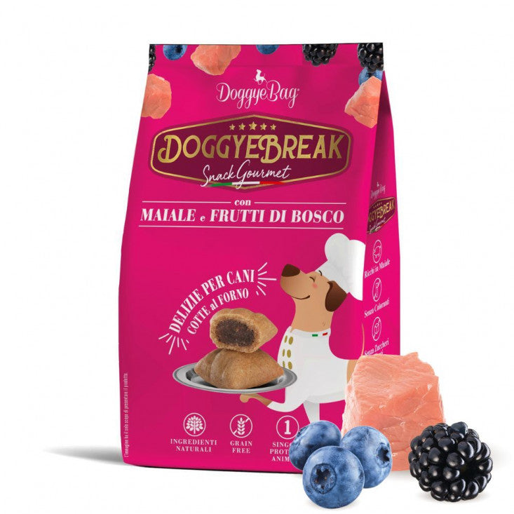 DoggyeBag Doggyebreak con Maiale e Frutti di Bosco 180 g DoggyeBag Doggyebreak con Maiale e Frutti di Bosco 180 g